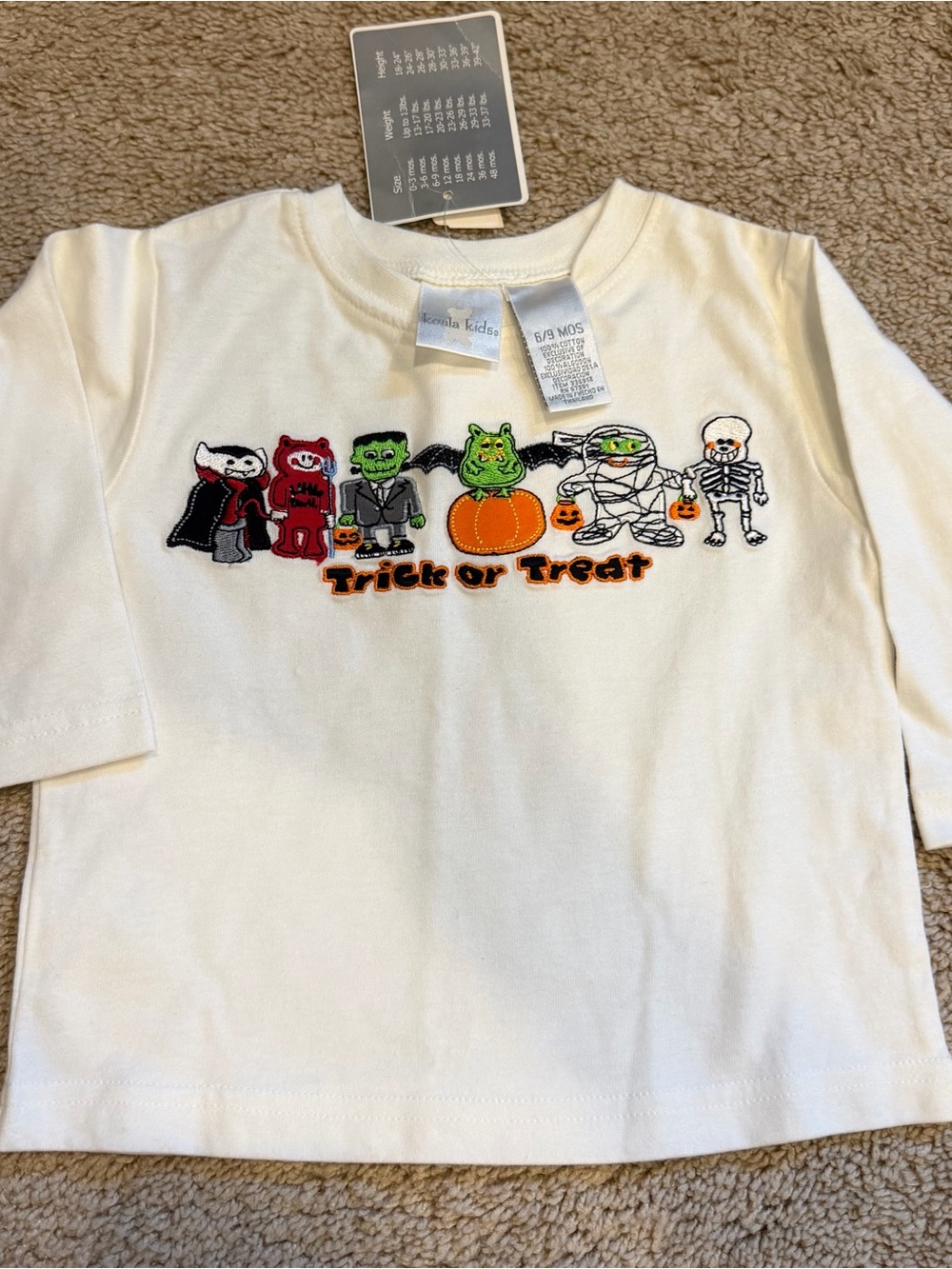 Koala Kids White Long-Sleeve 'Trick or Treat' Halloween Character Tee